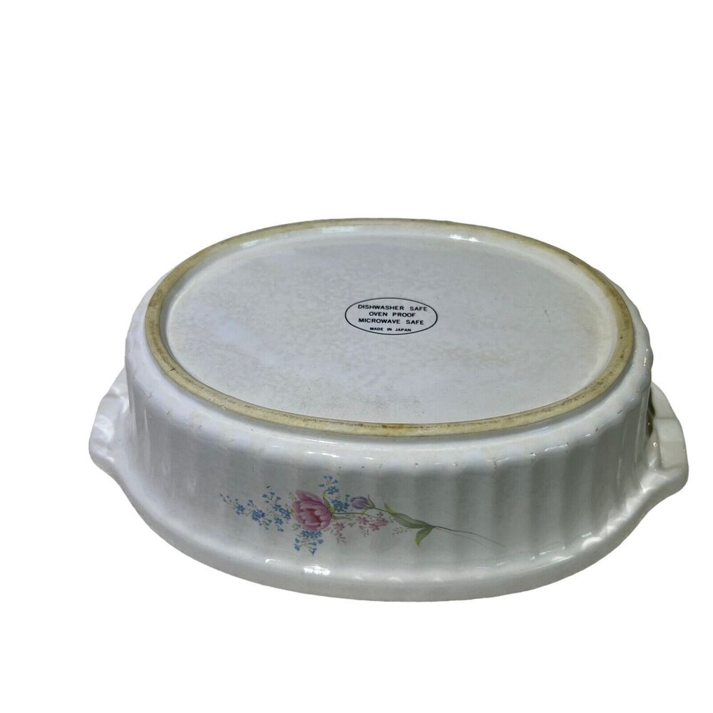 VTG‎ White Floral Single Serve Casserole Dish 8.5x5.5 Oven Microwave Safe Japan - Picture 12 of 13